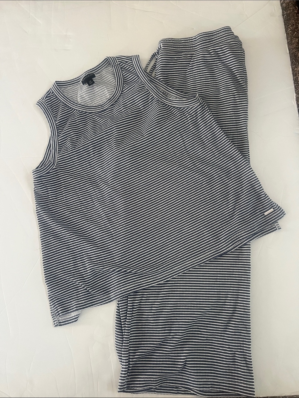 Tahari Navy & White Striped Two-Piece Capri Sleep Set